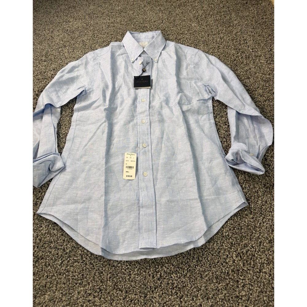 Brooks Brothers Regent Linen Button Down Shirt Men's Size Small Blue NWT